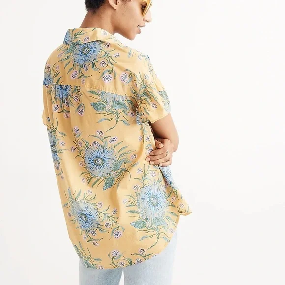 Madewell Ruffle-Sleeve Button-Down Shirt in Painted Blooms - Picture 3 of 8